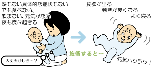 熱もない、具体的な症状もない、でも食べない、飲まない、元気がない、夜も度々起きる 食欲が出る、動きが良くなる、良く寝る